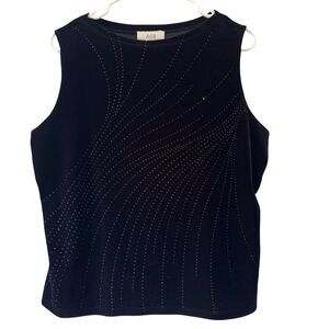 Vintage AGB Women's Size XL Velvet Beaded Design, Sleeveless Top
